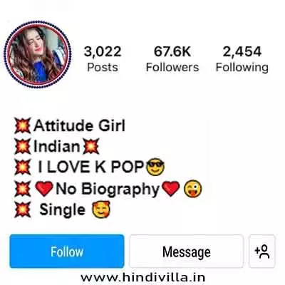 Short Bio for Instagram for Girl Attitude