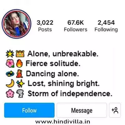 Alone Attitude Bio for Instagram for Girl in Hindi